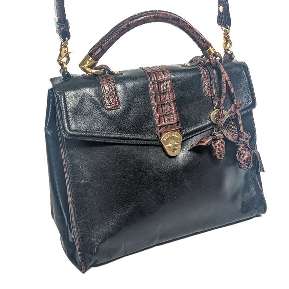 BRAHMIN Julia Rose Black Leather Lady Tuscan Shoulder BAg - Picture 13 of 13